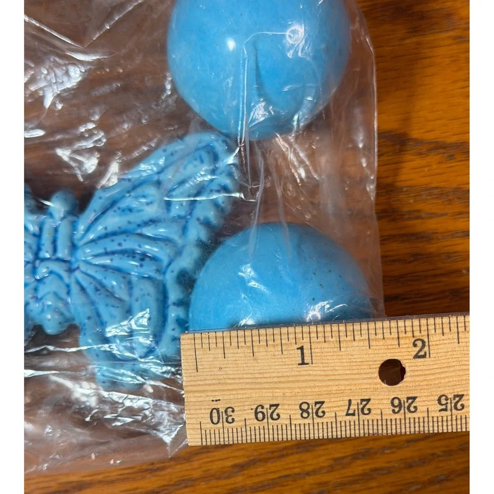 Vintage Butterfly Macrame Beads Ceramic Green Blue Boho Craft Jewelry Lot 7pc